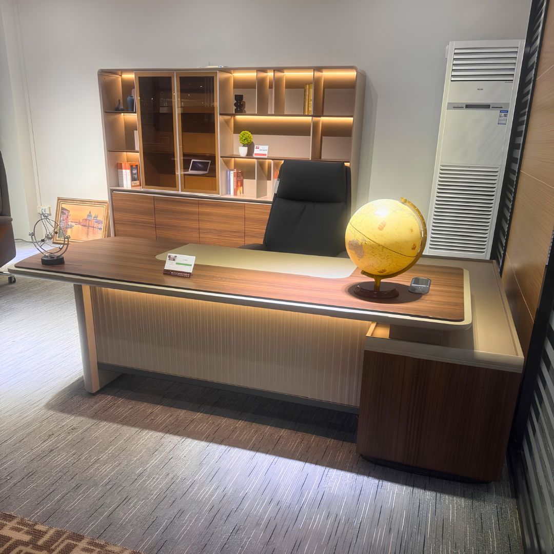 Ensemble Bureau de Direction avec Bibliothèque et Rangements