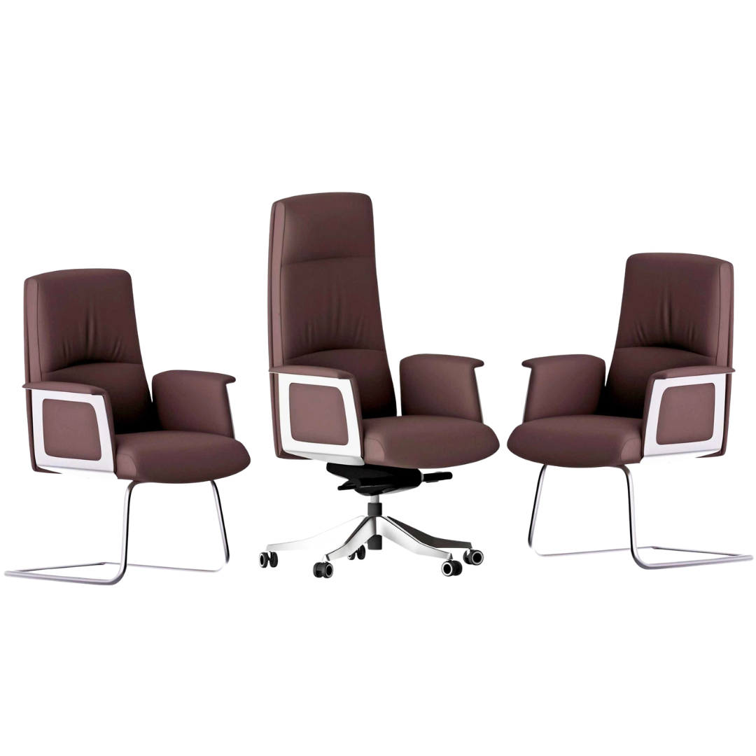 Pack Fauteuil de Direction et Fauteuils Visiteurs Marron