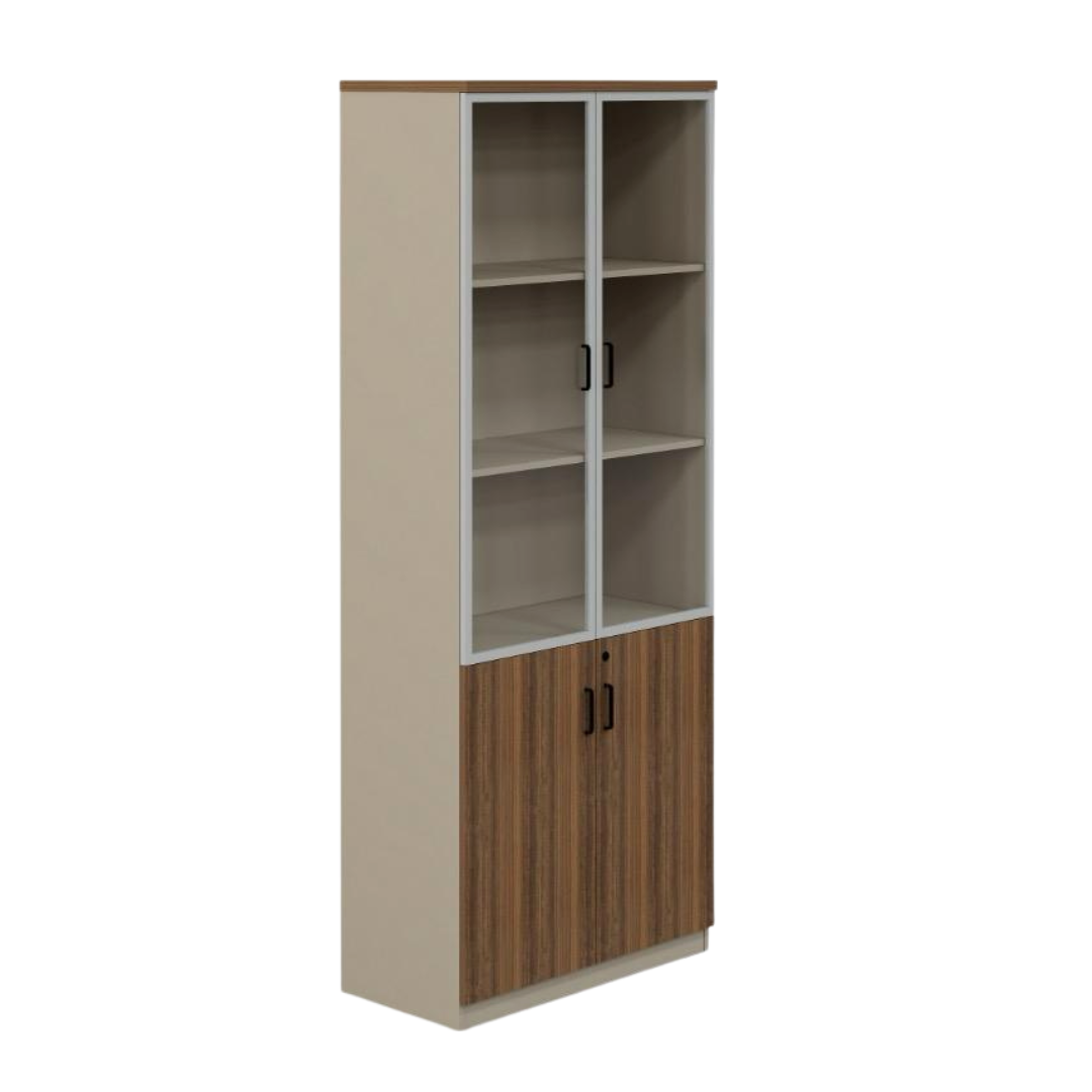 Armoire Vitrée de Bureau avec Rangements Mixtes