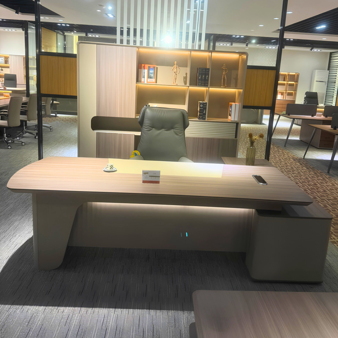 Bureau Exécutif Contemporain avec Bibliothèque de Rangement