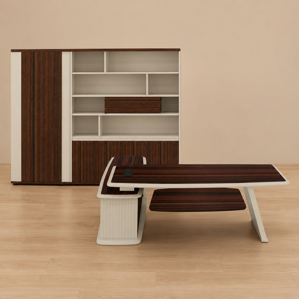Pack Bureau Exécutif avec Bibliothèque de Rangement