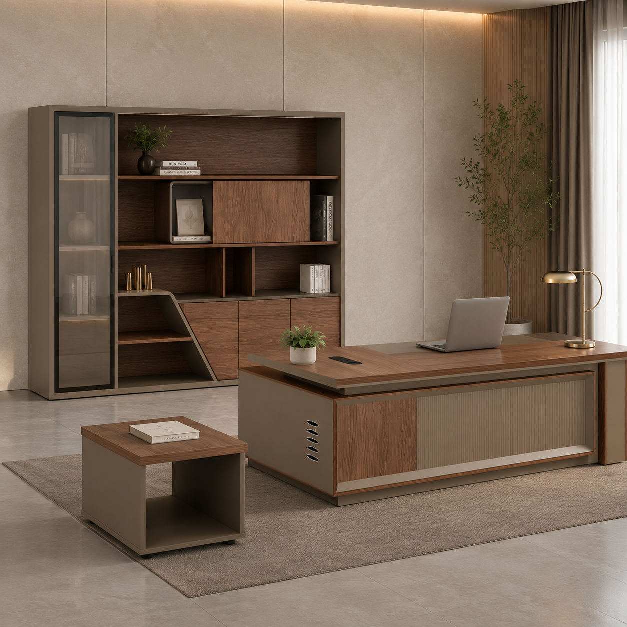 Pack Bureau de Direction avec Bibliothèque et Table Basse
