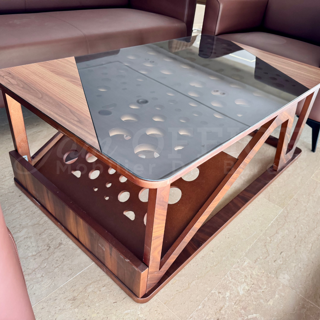 Table Basse Rectangulaire Design avec Plateau en Verre - Image 2