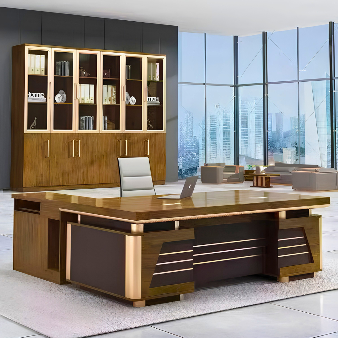 Bureau de Direction Prestige avec Bibliothèque Assortie