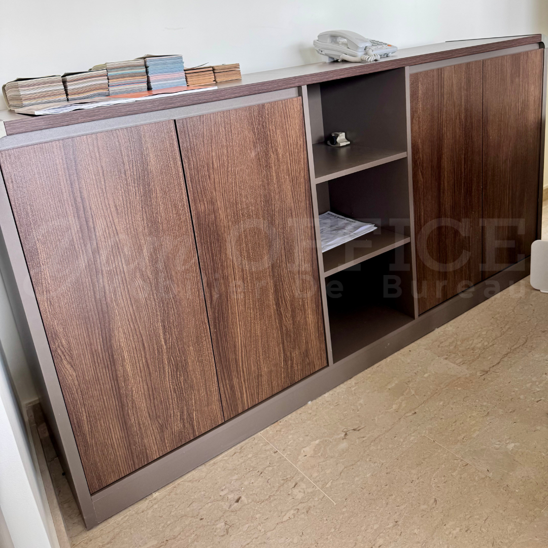 Bahut de Bureau Moderne avec Rangements et Niches Ouvertes - Image 2